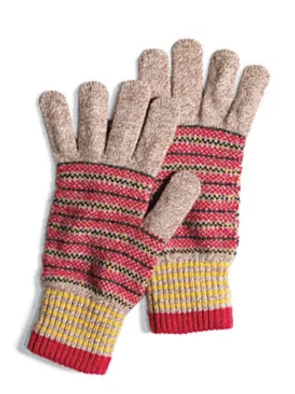 EUC Hikaru Noguchi Anthropologie Women’s Leaf Pattern Knit Gloves in Lambs Wool